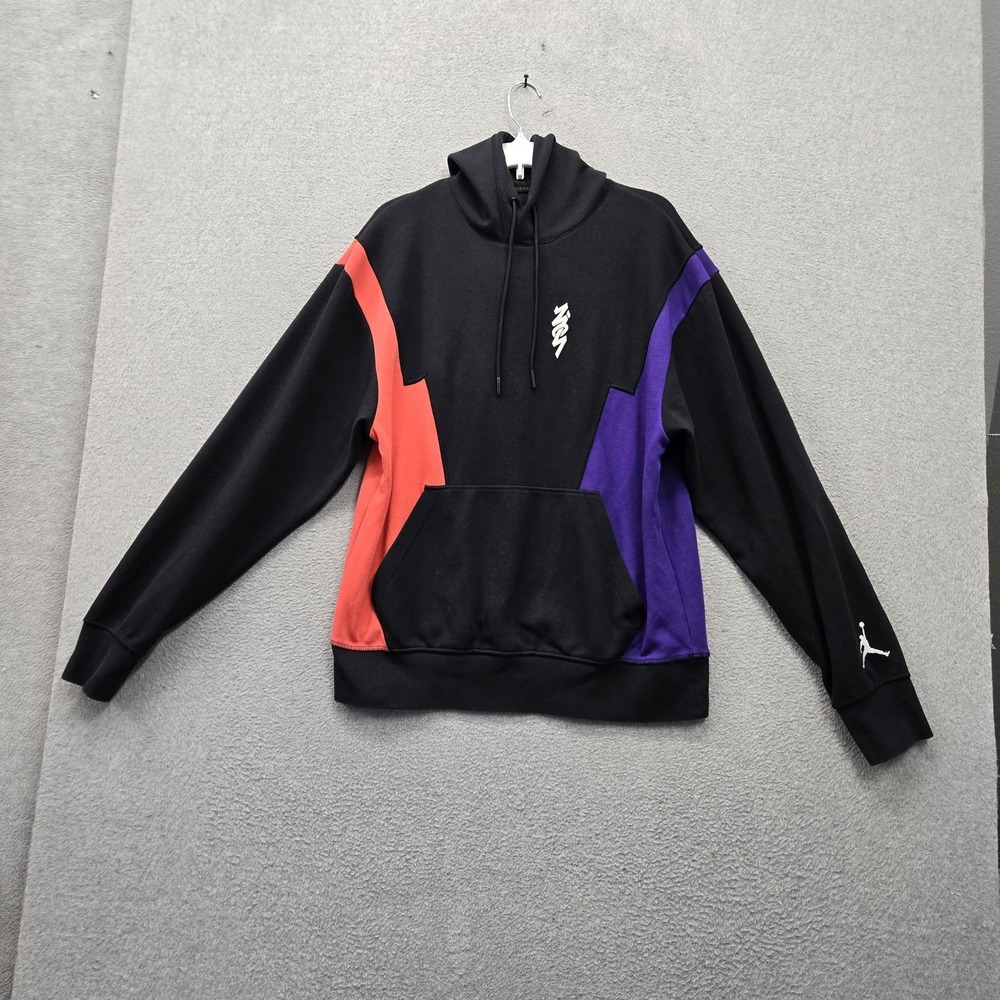 Jordan Men Hoodie M Black Colorblock Zion Dry Training Jumpman Logo Activewear